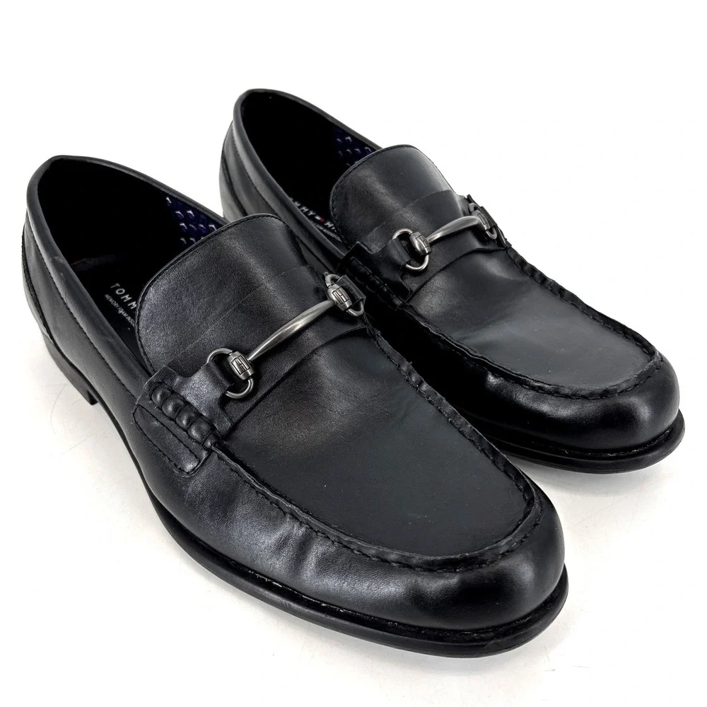 Tommy Hilfiger Jackal Men's‎ 11 Black Faux Leather Moc Toe Loafer Shoe